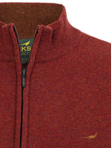 LAKSEN Brompton Zip Neck Lambswool Sweater - Mens - Rusty