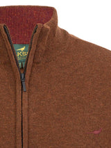 LAKSEN Brompton Zip Neck Lambswool Sweater - Mens - Toffee