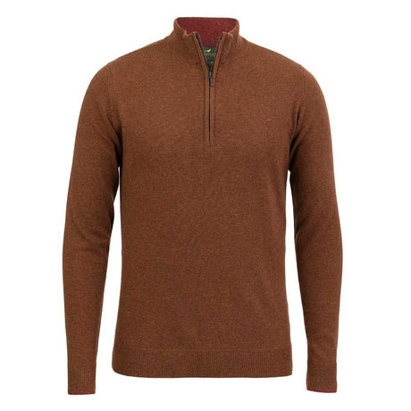 LAKSEN Brompton Zip Neck Lambswool Sweater - Mens - Toffee