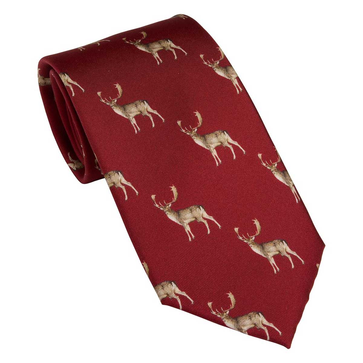 LAKSEN Fallow Deer Tie - Vintage Red