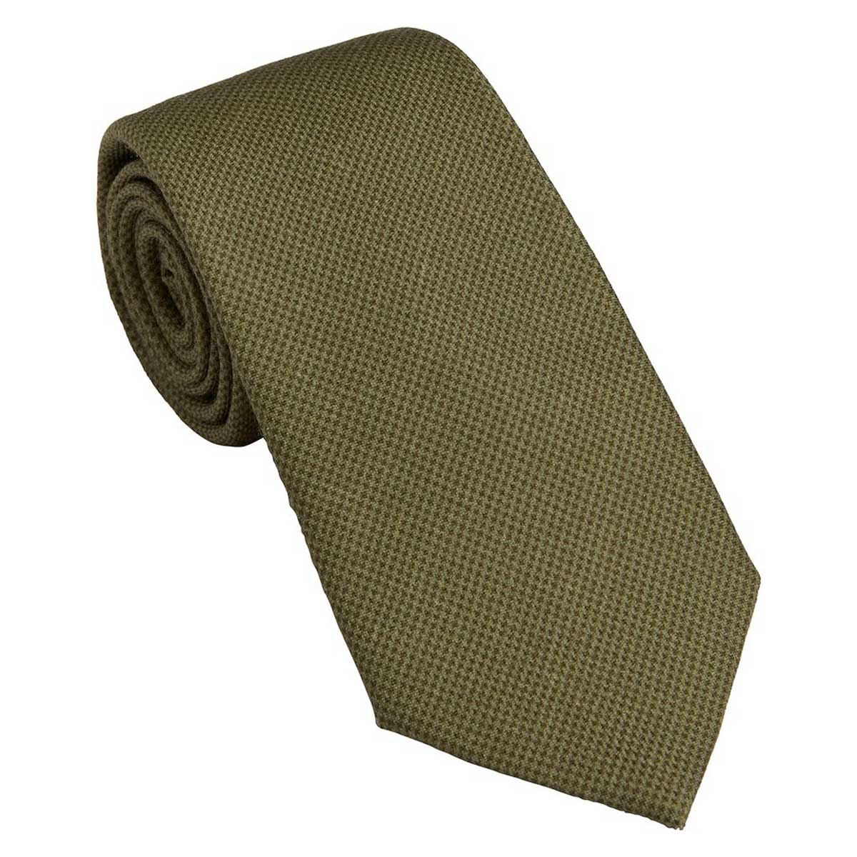 LAKSEN Houndstooth Wool Tie - Loden Green