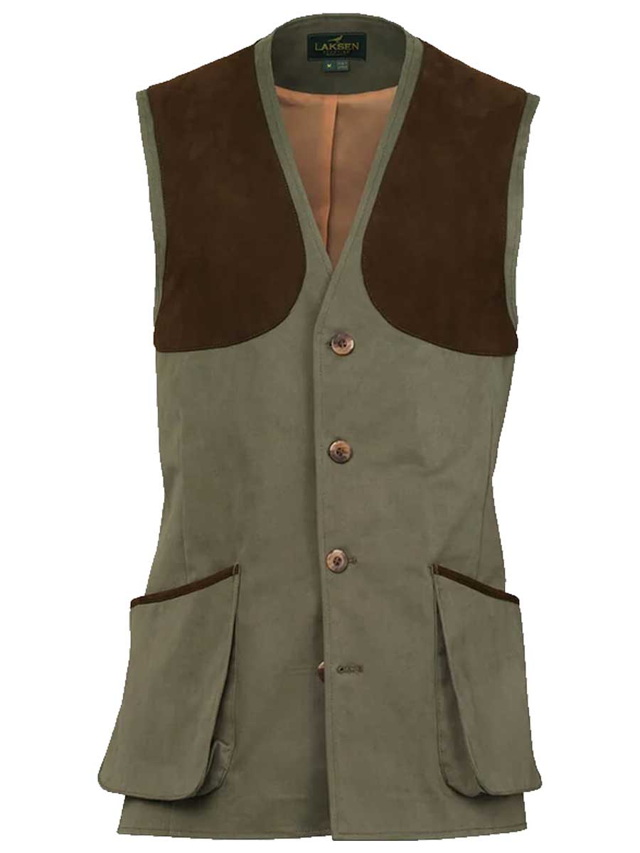 LAKSEN Leith Tweed Shooting Vest - Mens - Olive