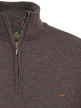 LAKSEN Norfolk Zip Neck Merino Sweater - Mens - Chocolate