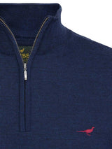 LAKSEN Norfolk Zip Neck Merino Sweater - Mens - French Blue