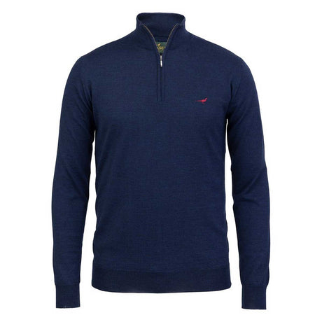 LAKSEN Norfolk Zip Neck Merino Sweater - Mens - French Blue
