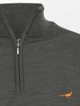 LAKSEN Norfolk Zip Neck Merino Sweater - Mens - Loden Green