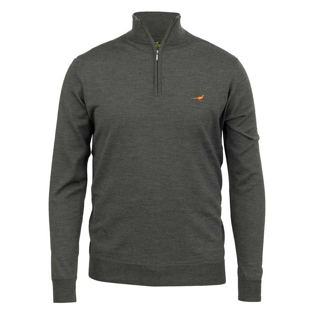 LAKSEN Norfolk Zip Neck Merino Sweater - Mens - Loden Green