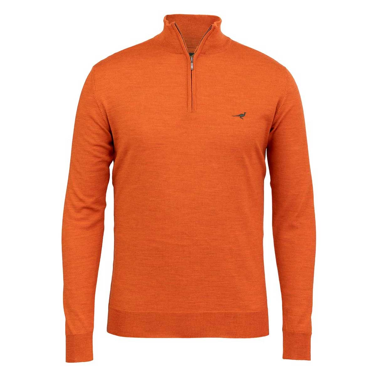 LAKSEN Norfolk Zip Neck Merino Sweater - Mens - Orange