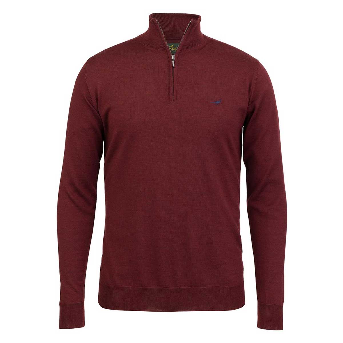 LAKSEN Norfolk Zip Neck Merino Sweater - Mens - Vintage Port