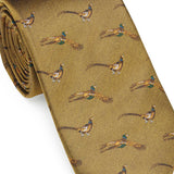 LAKSEN Silk Tie - Flying Pheasant - Gorse