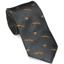 Load image into Gallery viewer, LAKSEN Silk Tie - Flying Pheasant - Pine
