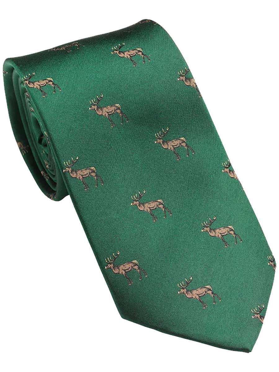 LAKSEN Stag Deer Tie - British Racing Green