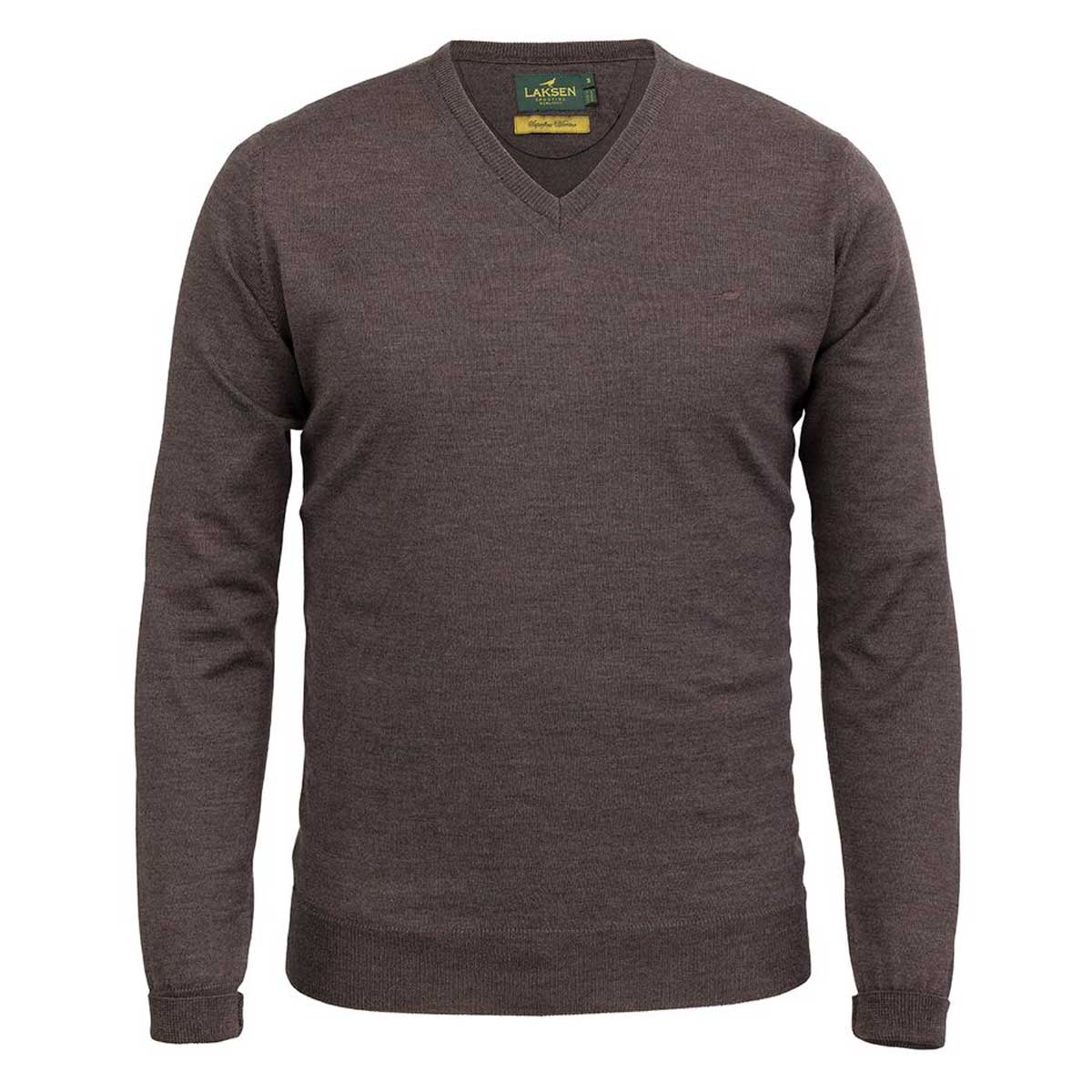 LAKSEN Sussex V-Neck Merino Sweater - Mens - Chocolate