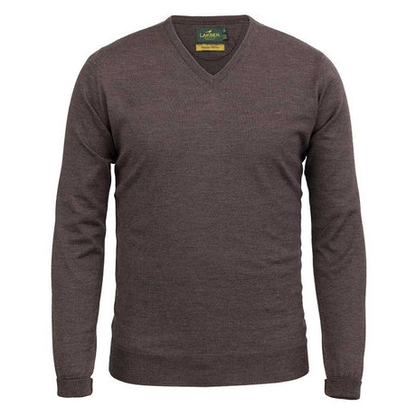 LAKSEN Sussex V-Neck Merino Sweater - Mens - Chocolate