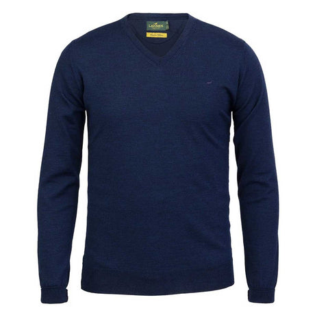 LAKSEN Sussex V-Neck Merino Sweater - Mens - French Blue