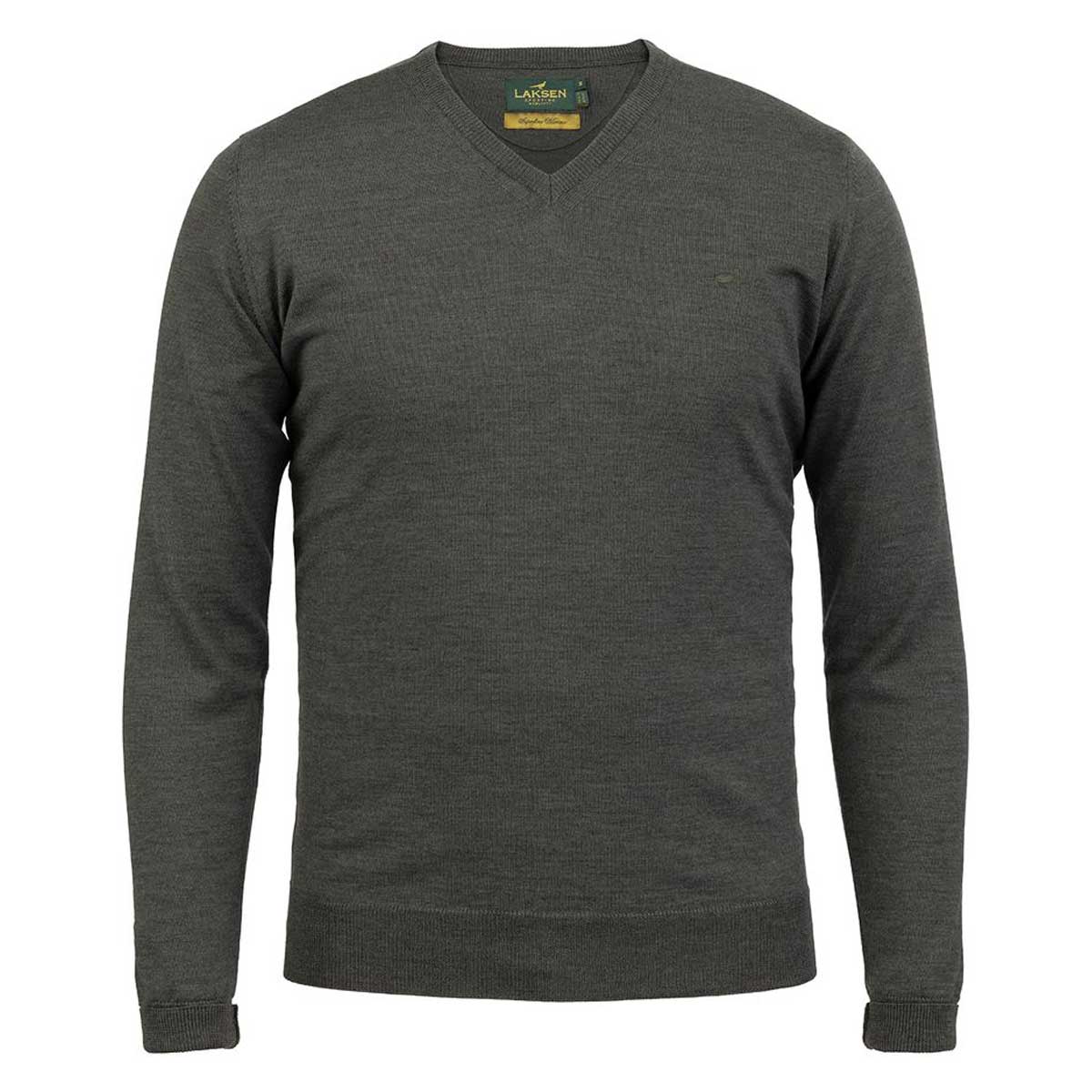 LAKSEN Sussex V-Neck Merino Sweater - Mens - Loden Green