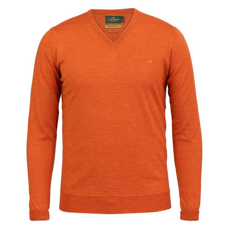 LAKSEN Sussex V-Neck Merino Sweater - Mens - Orange