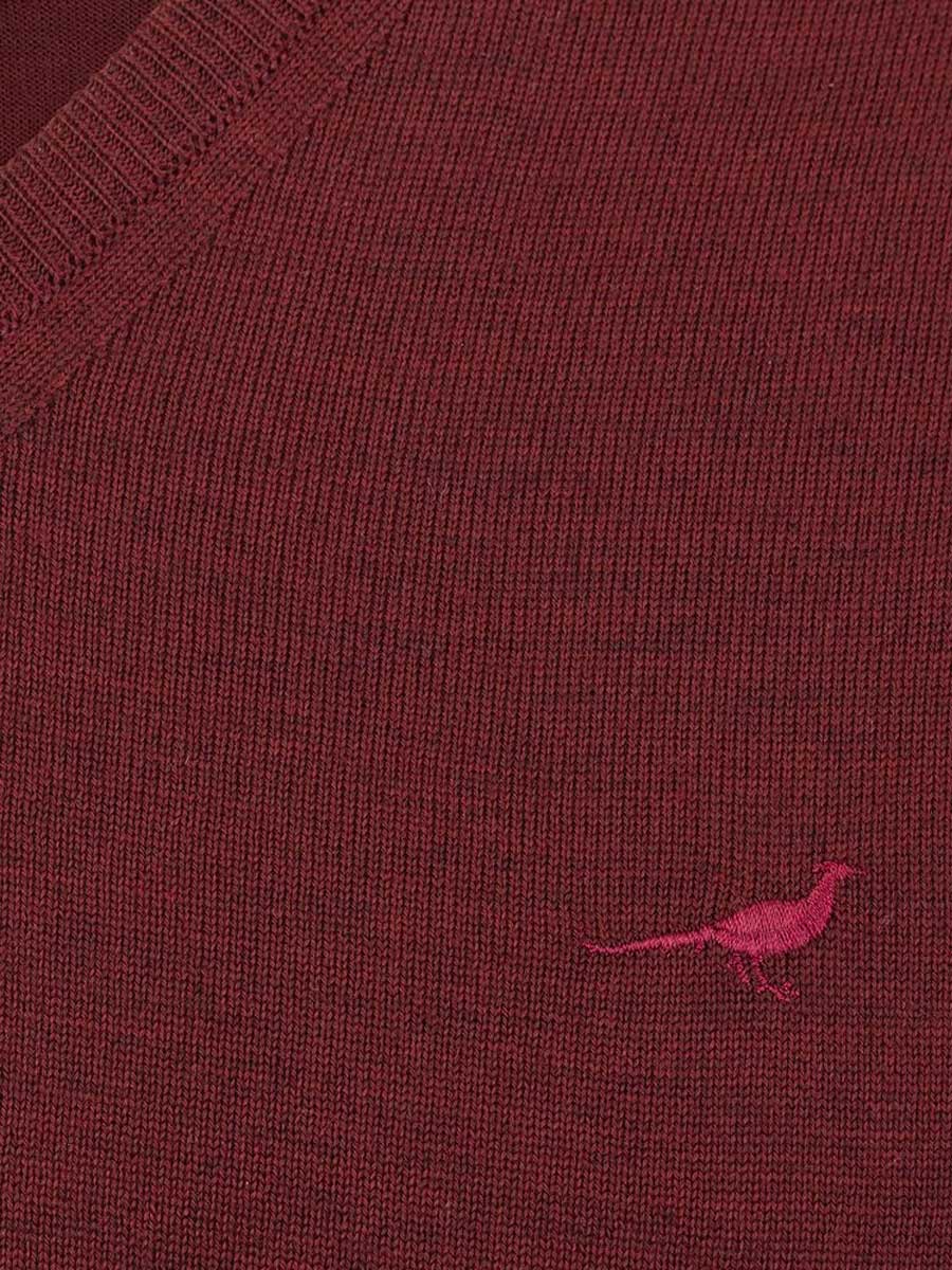 LAKSEN Sussex V-Neck Merino Sweater - Mens - Vintage Port