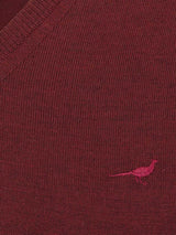 LAKSEN Sussex V-Neck Merino Sweater - Mens - Vintage Port