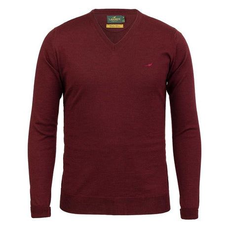 LAKSEN Sussex V-Neck Merino Sweater - Mens - Vintage Port