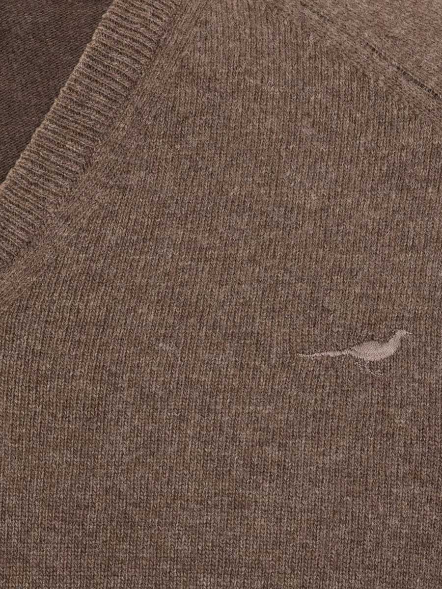 LAKSEN Trent V-Neck Lambswool Sweater - Mens - Camel