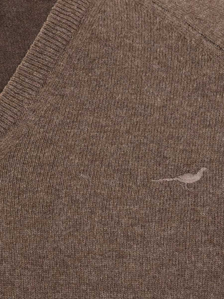 LAKSEN Trent V-Neck Lambswool Sweater - Mens - Camel