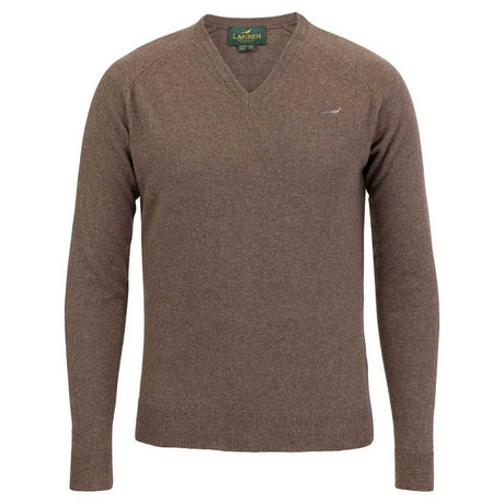 LAKSEN Trent V-Neck Lambswool Sweater - Mens - Camel