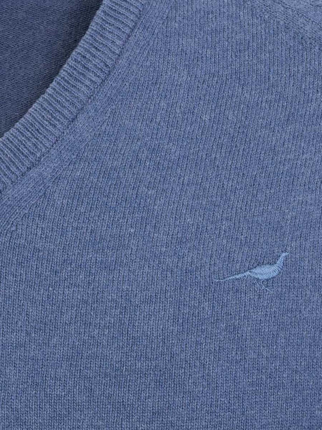 LAKSEN Trent V-Neck Lambswool Sweater - Mens - Loch Blue