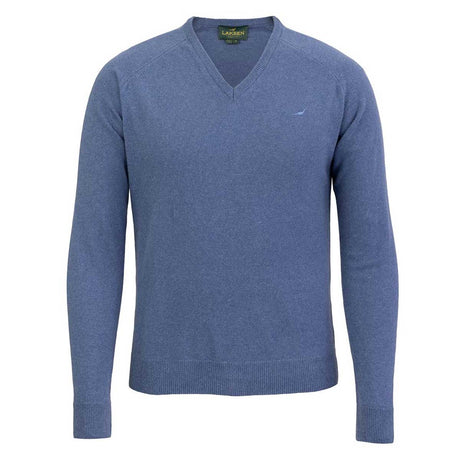 LAKSEN Trent V-Neck Lambswool Sweater - Mens - Loch Blue