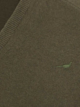 LAKSEN Trent V-Neck Lambswool Sweater - Mens - Olive