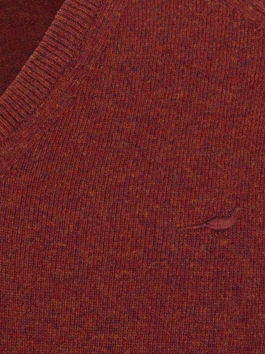 LAKSEN Trent V-Neck Lambswool Sweater - Mens - Rusty