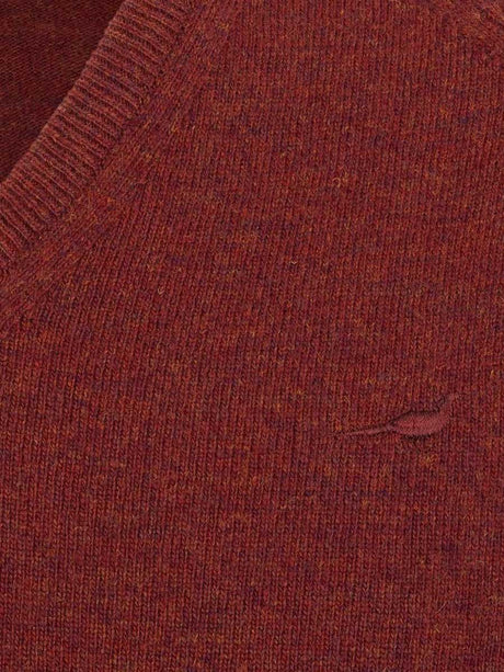 LAKSEN Trent V-Neck Lambswool Sweater - Mens - Rusty