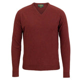 LAKSEN Trent V-Neck Lambswool Sweater - Mens - Rusty