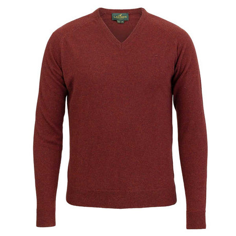 LAKSEN Trent V-Neck Lambswool Sweater - Mens - Rusty