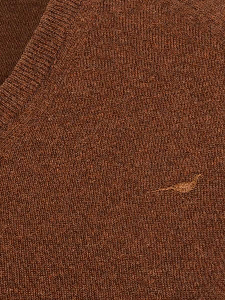 LAKSEN Trent V-Neck Lambswool Sweater - Mens - Toffee