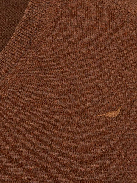 LAKSEN Trent V-Neck Lambswool Sweater - Mens - Toffee