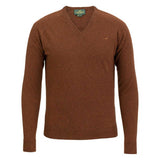 LAKSEN Trent V-Neck Lambswool Sweater - Mens - Toffee