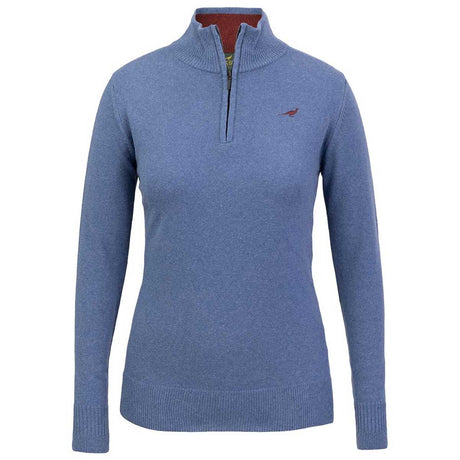 LAKSEN Tyne Zip Neck Lambswool Sweater - Women's - Loch Blue