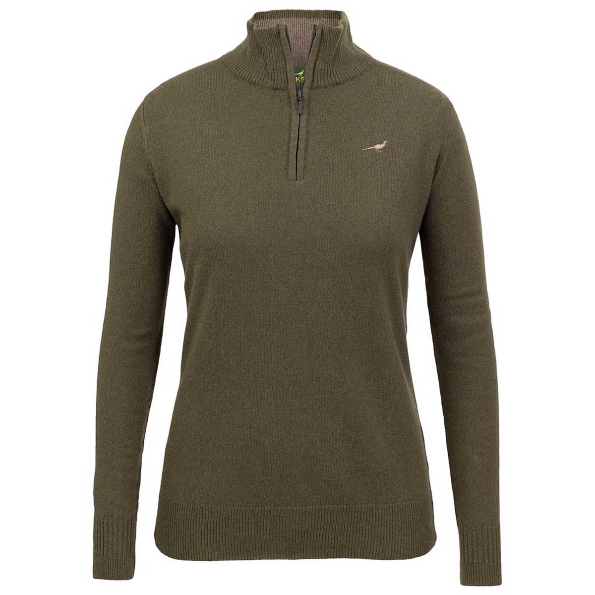 LAKSEN Tyne Zip Neck Lambswool Sweater - Women's - Olive