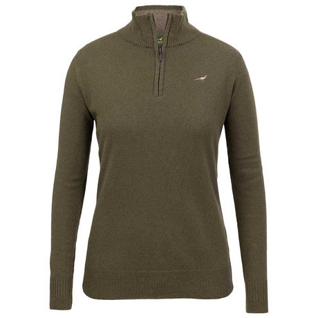 LAKSEN Tyne Zip Neck Lambswool Sweater - Women's - Olive