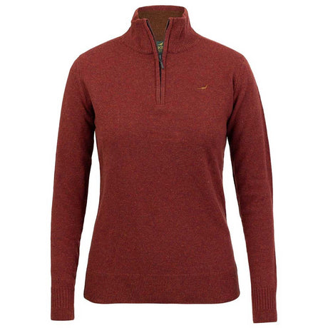 LAKSEN Tyne Zip Neck Lambswool Sweater - Women's - Rusty