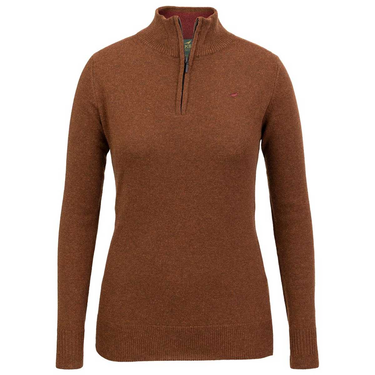 LAKSEN Tyne Zip Neck Lambswool Sweater - Women's - Toffee