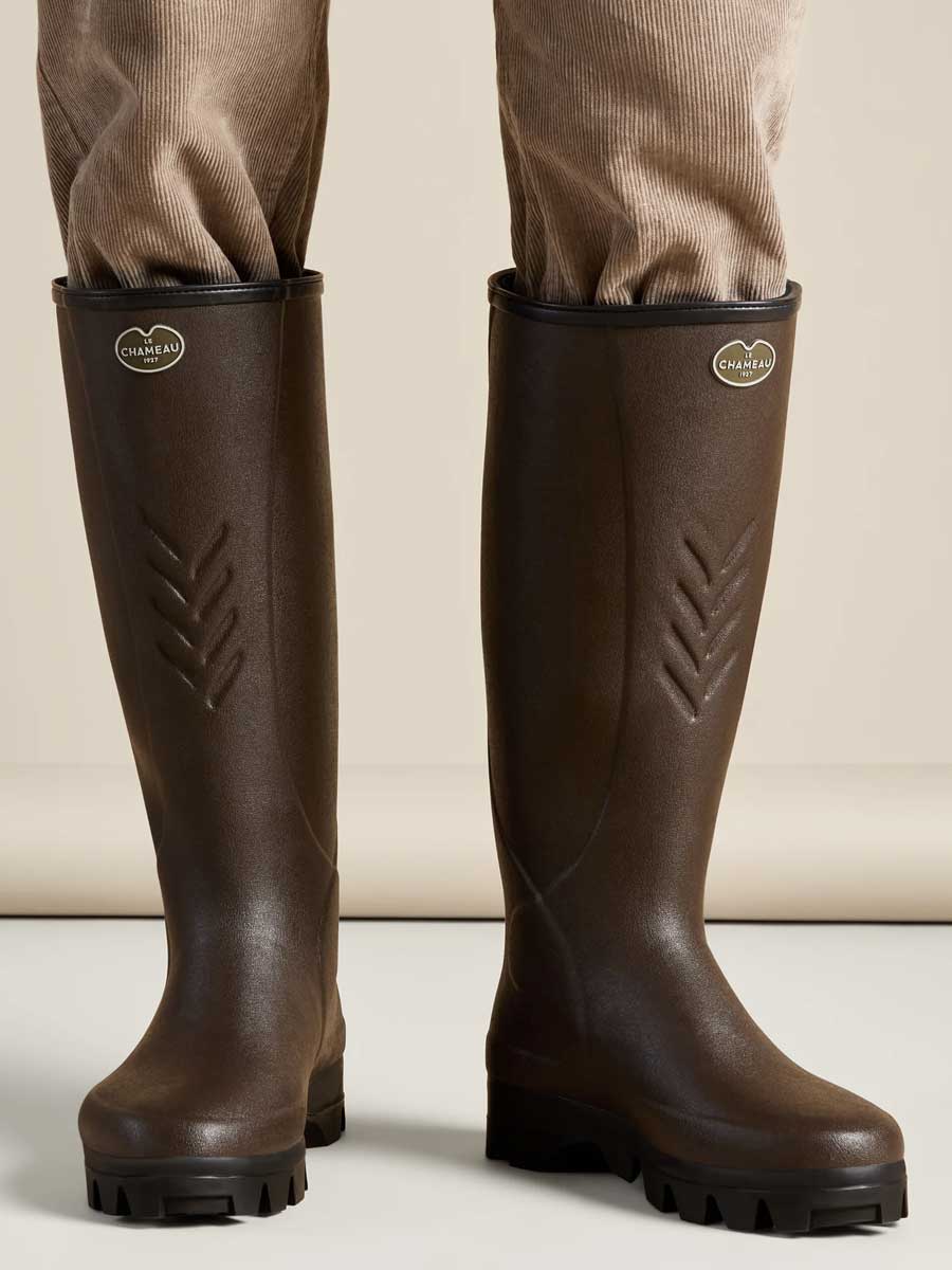 LE CHAMEAU Ceres Agricultural Boots - Mens Manure Resistant Neoprene Lined - Dark Brown