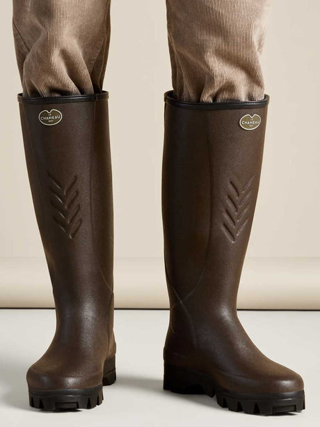 LE CHAMEAU Ceres Agricultural Boots - Mens Manure Resistant Neoprene Lined - Dark Brown