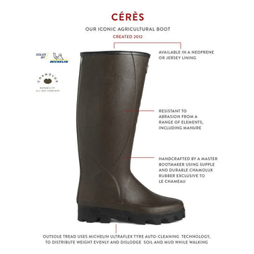 LE CHAMEAU Ceres Agricultural Boots Mens Manure Resistant Neoprene Lined Dark Brown UK Euro 41