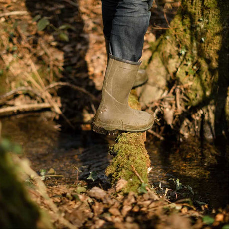 LE CHAMEAU Country Cross Boots - Mens Neoprene Lined Bottillon - Dark Green
