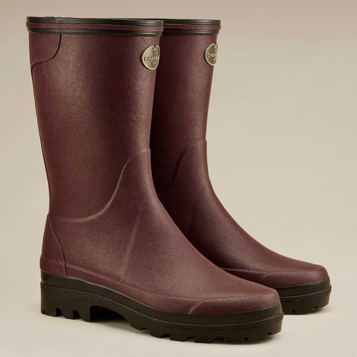 LE CHAMEAU Giverny Boots - Ladies Jersey Lined Bottillon - Cherry Red