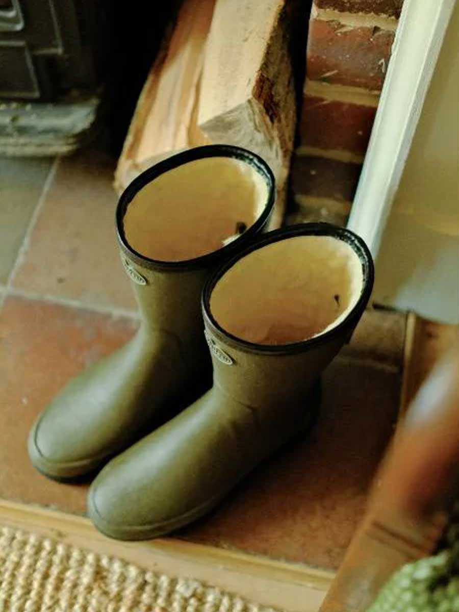 LE CHAMEAU Giverny Boots - Ladies Wool Lined Bottillon - Dark Green