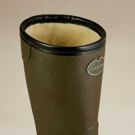 LE CHAMEAU Giverny Boots - Ladies Wool Lined Bottillon - Dark Green