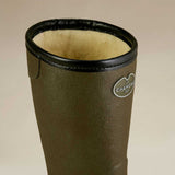 LE CHAMEAU Giverny Wellington Boots - Ladies Wool Lined - Dark Green, natural wool lining detail